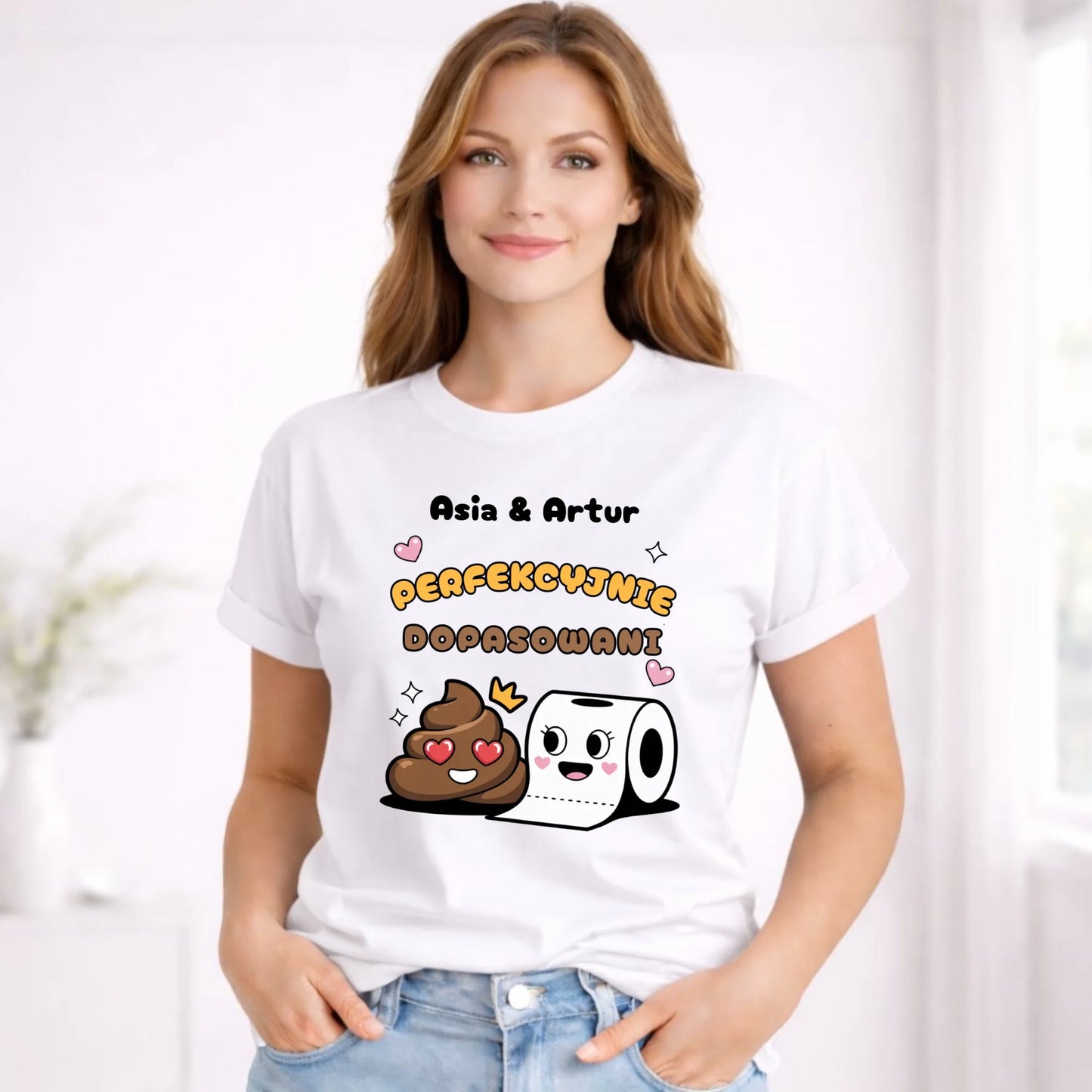 Koszulka damska - Perfekcyjnie dopasowani - personalizowana W81 - StoryCups.pl