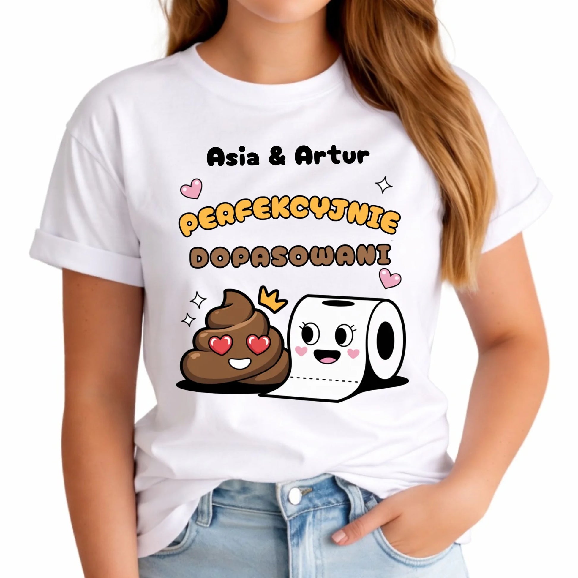 Koszulka damska - Perfekcyjnie dopasowani - personalizowana W81 - StoryCups.pl