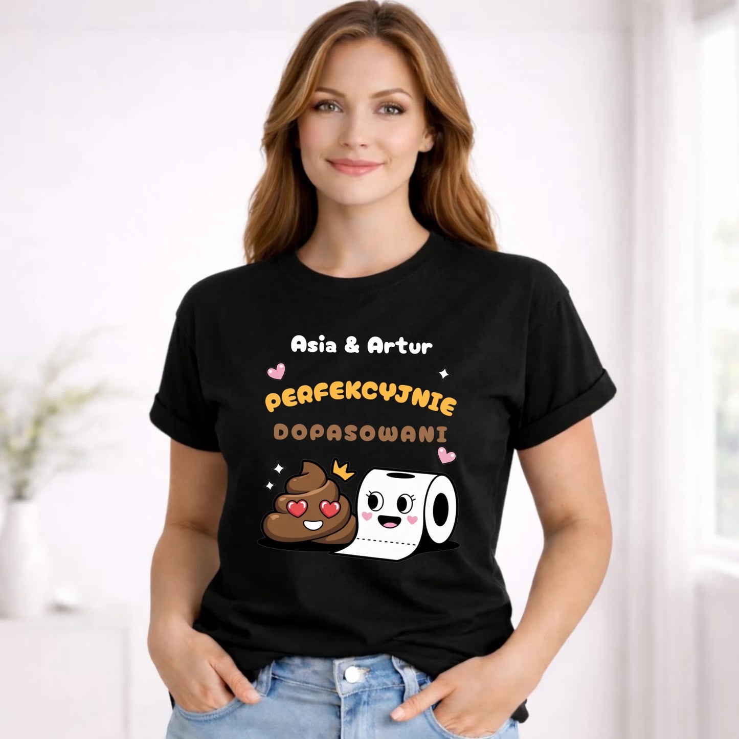 Koszulka damska - Perfekcyjnie dopasowani - personalizowana W81 - StoryCups.pl