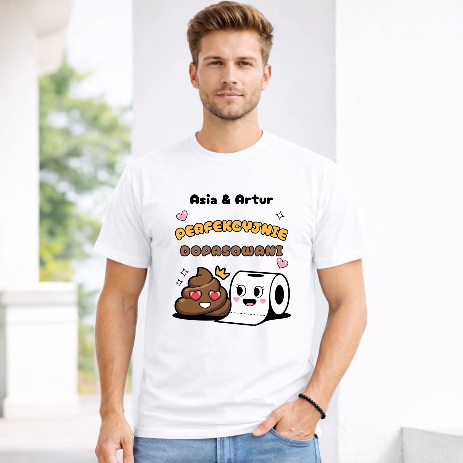 Koszulka męska - Perfekcyjnie dopasowani - personalizowana W81 - StoryCups.pl