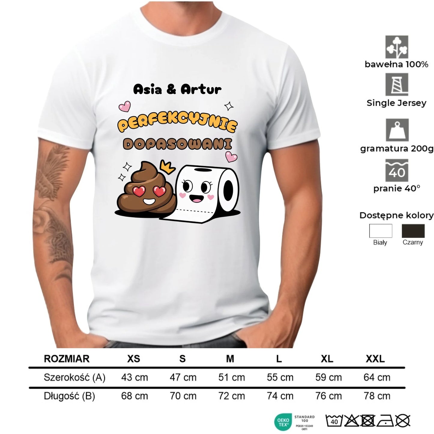 Koszulka męska - Perfekcyjnie dopasowani - personalizowana W81 - StoryCups.pl