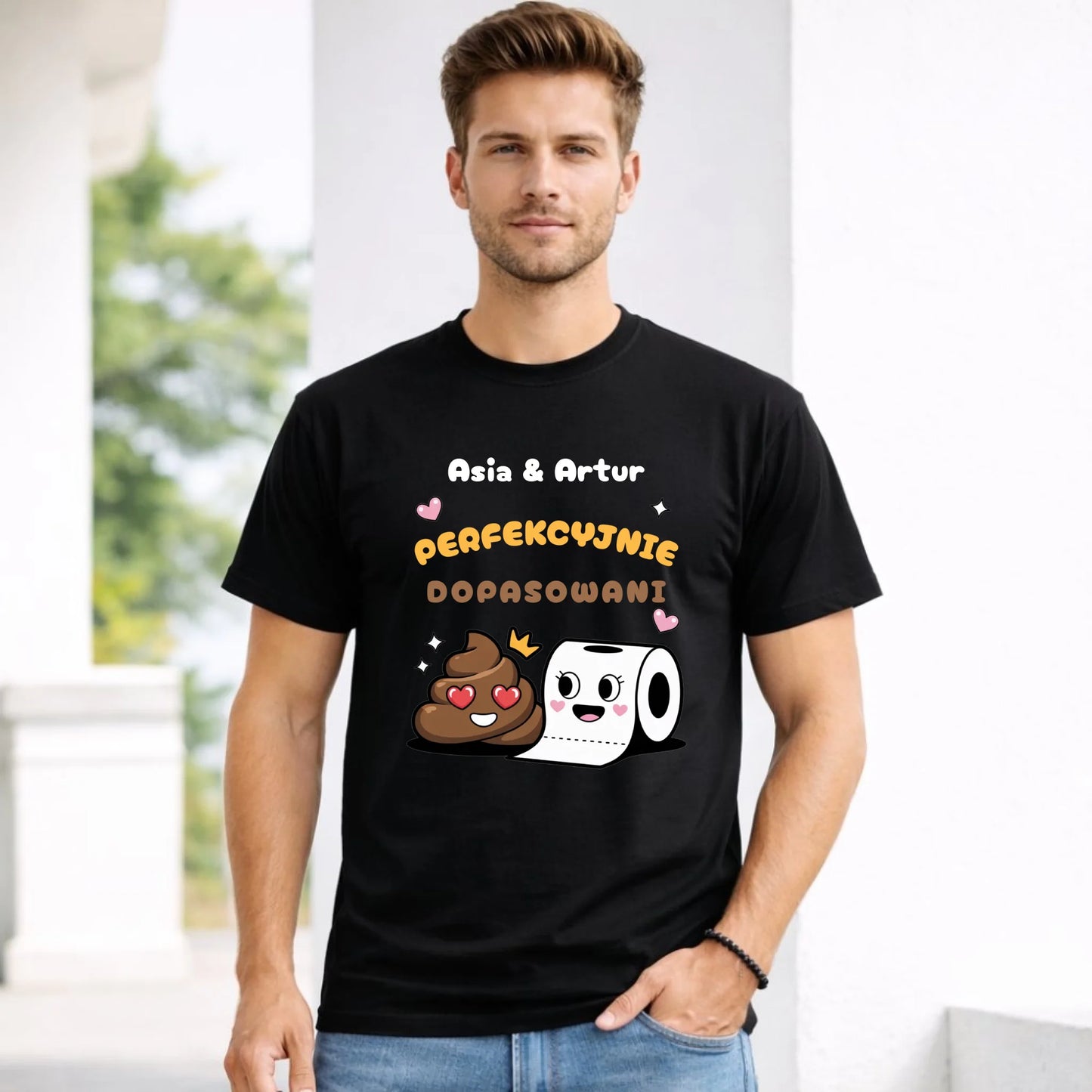 Koszulka męska - Perfekcyjnie dopasowani - personalizowana W81 - StoryCups.pl