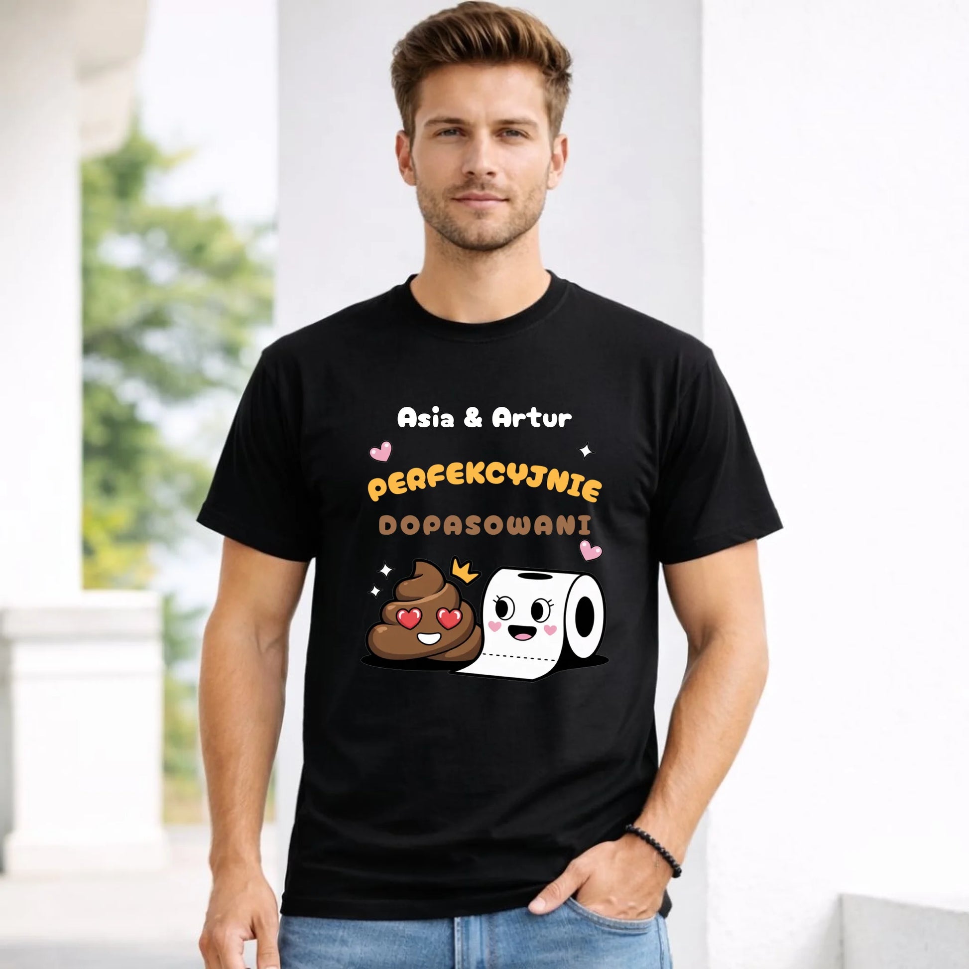 Koszulka męska - Perfekcyjnie dopasowani - personalizowana W81 - StoryCups.pl