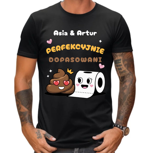 Koszulka męska - Perfekcyjnie dopasowani - personalizowana W81 - StoryCups.pl