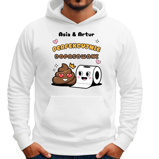 Bluza męska z kapturem - Perfekcyjnie dopasowani - personalizowana W81 - StoryCups.pl