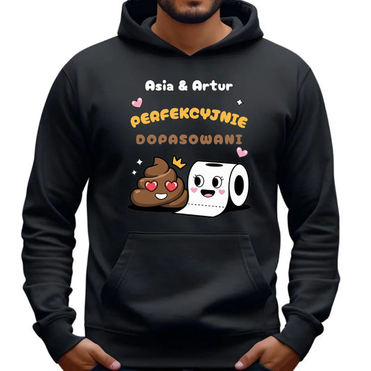 Bluza męska z kapturem - Perfekcyjnie dopasowani - personalizowana W81 - StoryCups.pl