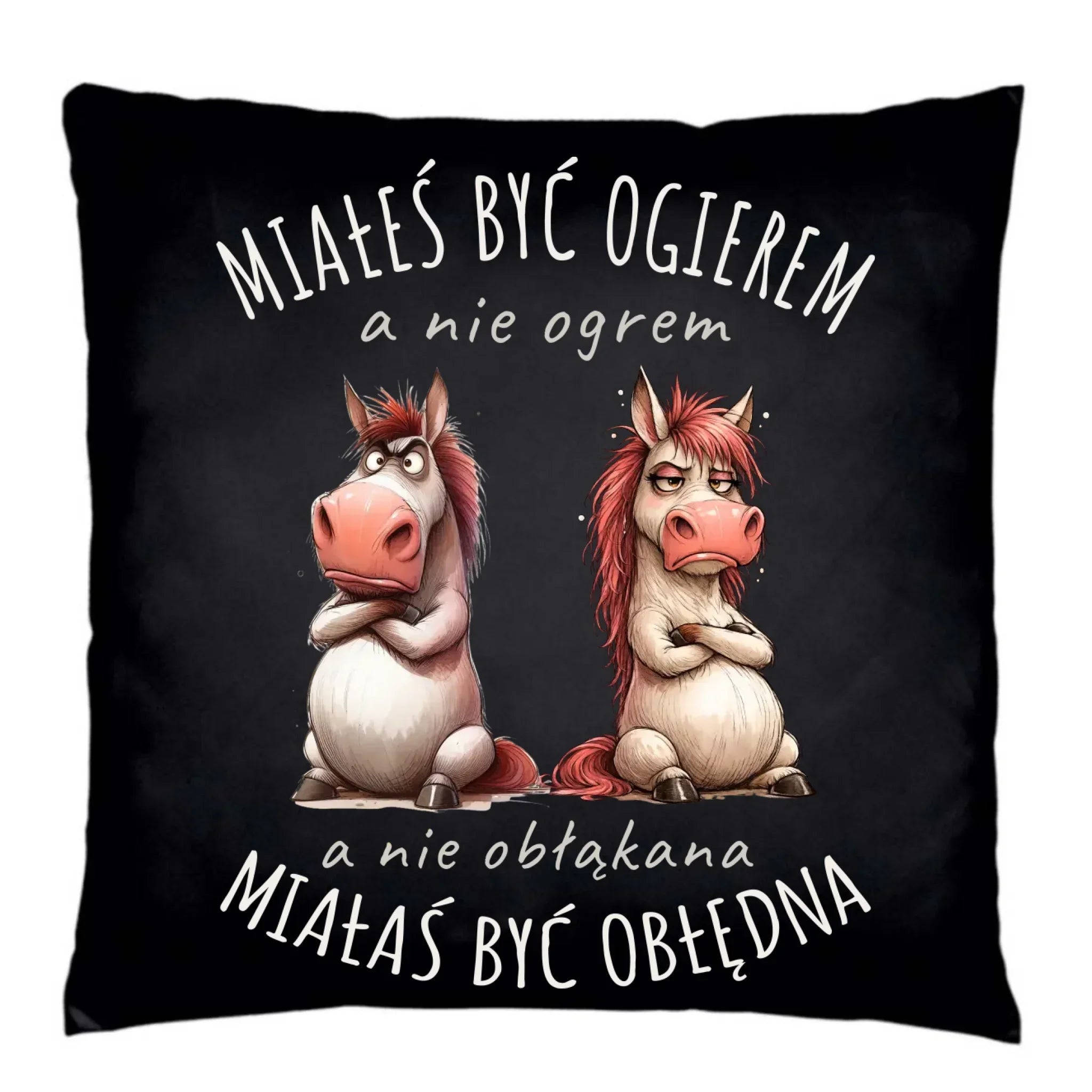 Poduszka dekoracyjna dla par - Ogier & Obłędna - śmieszna W85 - StoryCups.pl
