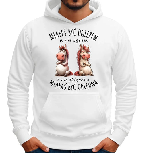 Bluza męska z kapturem - Ogier & Obłędna - śmieszna W85 - StoryCups.pl