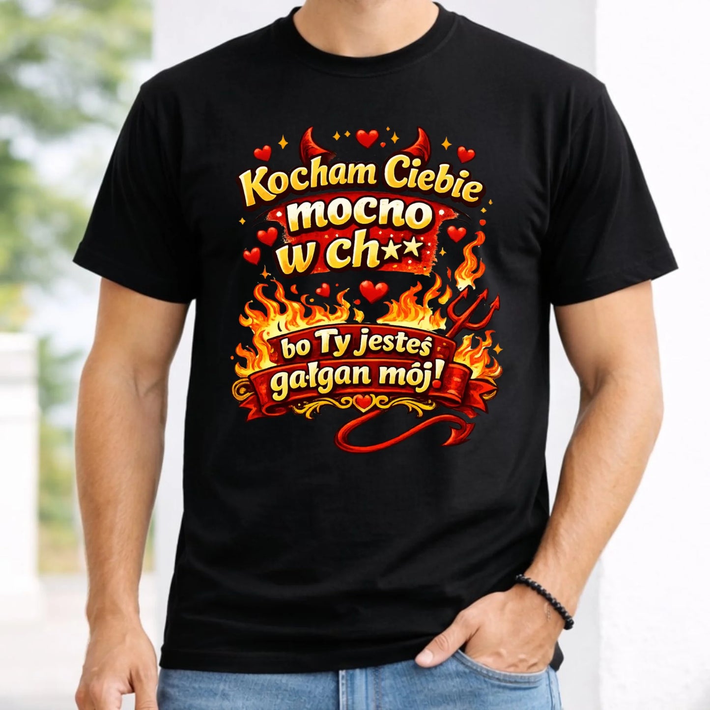 Koszulka męska - Kocham Ciebie mocno w ch** bo Ty jesteś gałgan mój W82