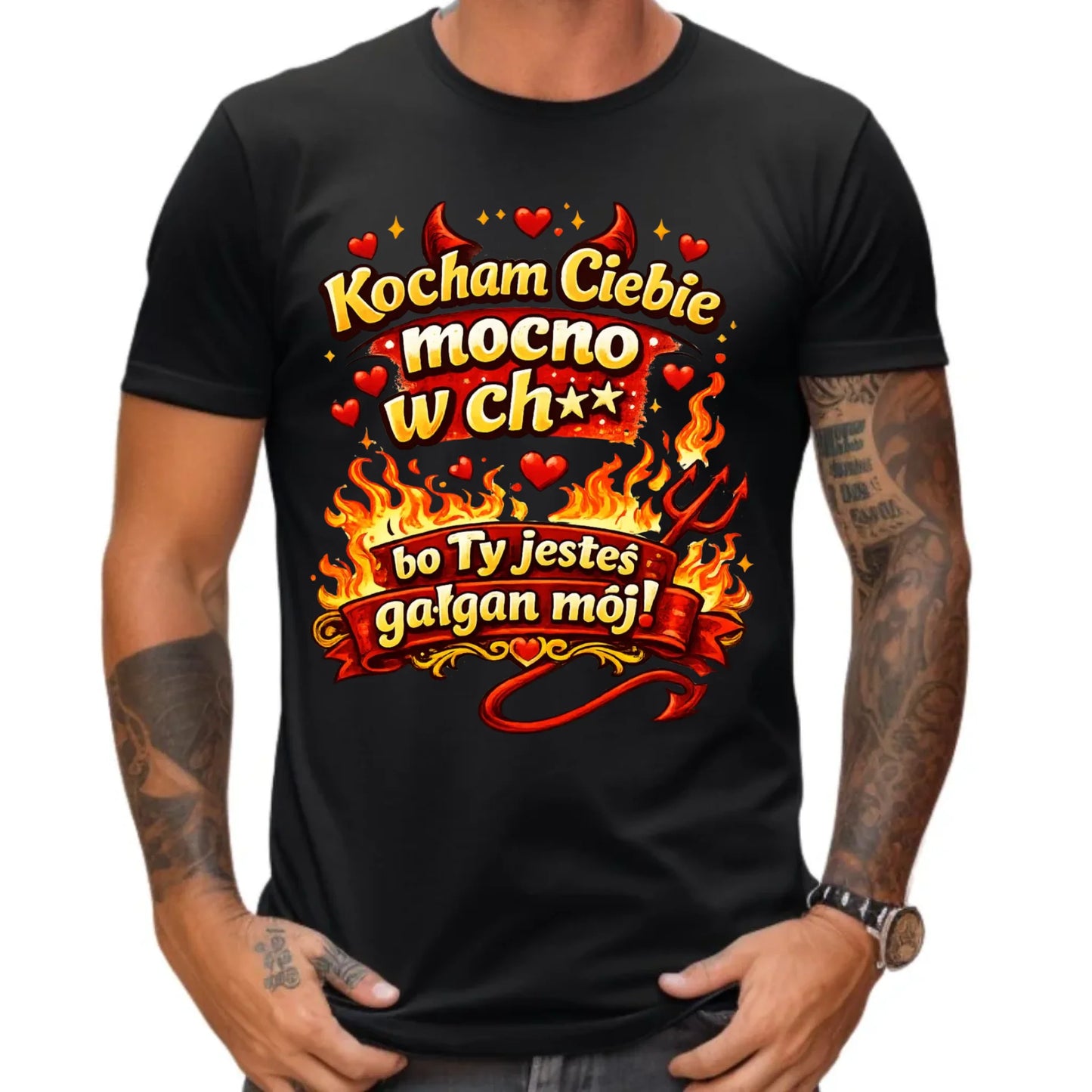 Koszulka męska - Kocham Ciebie mocno w ch** bo Ty jesteś gałgan mój W82