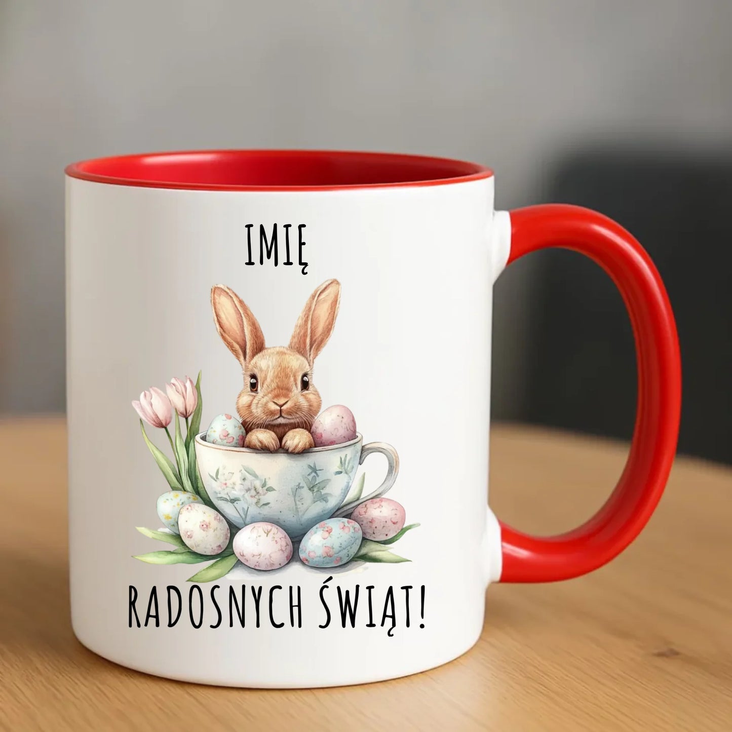 Kubek na Wielkanoc - Zajączek radosnych świąt - personalizowany WN01 - StoryCups.pl