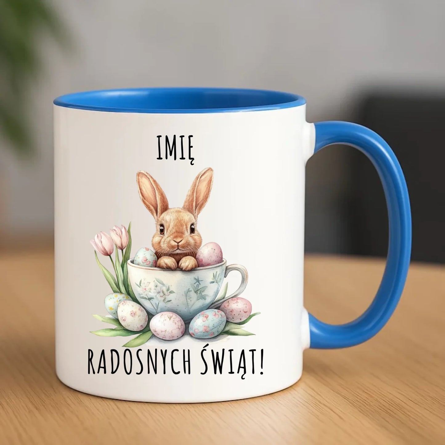 Kubek na Wielkanoc - Zajączek radosnych świąt - personalizowany WN01 - StoryCups.pl