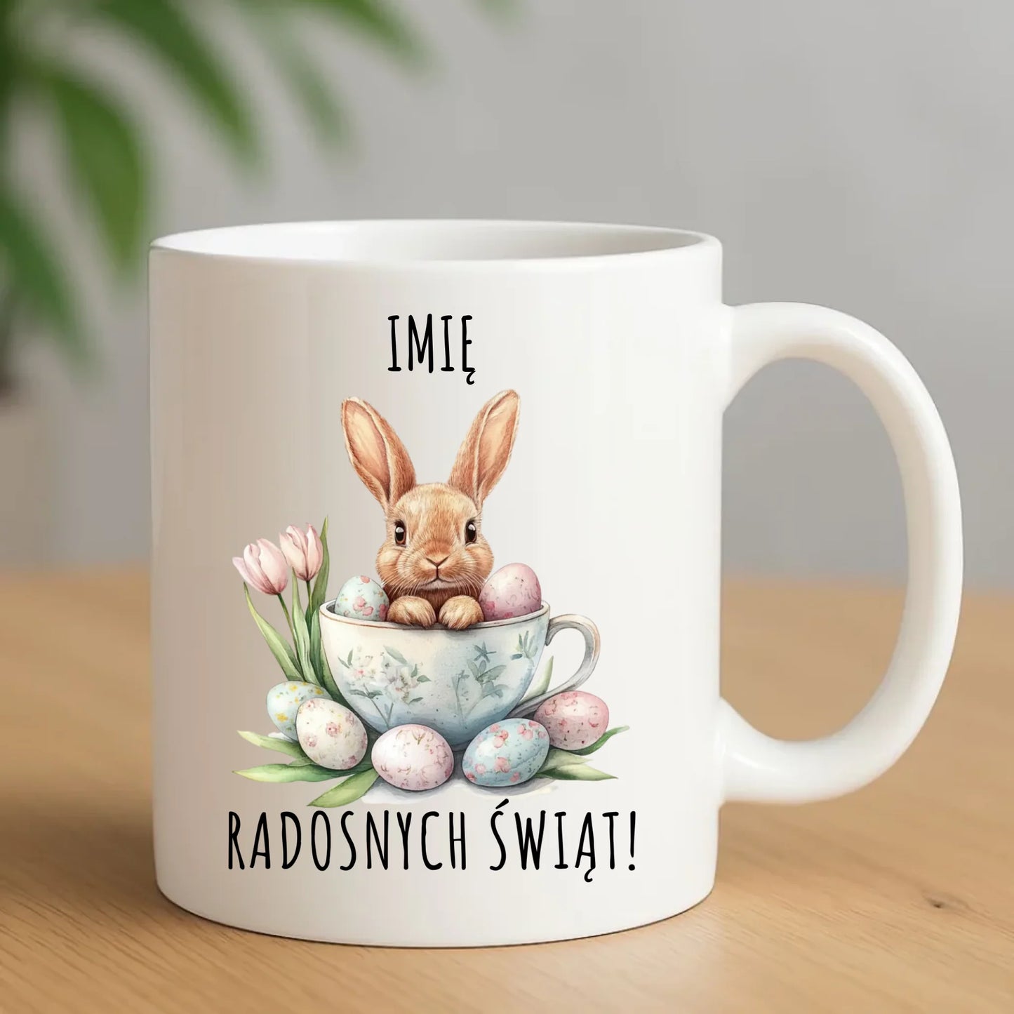 Kubek na Wielkanoc - Zajączek radosnych świąt - personalizowany WN01 - StoryCups.pl