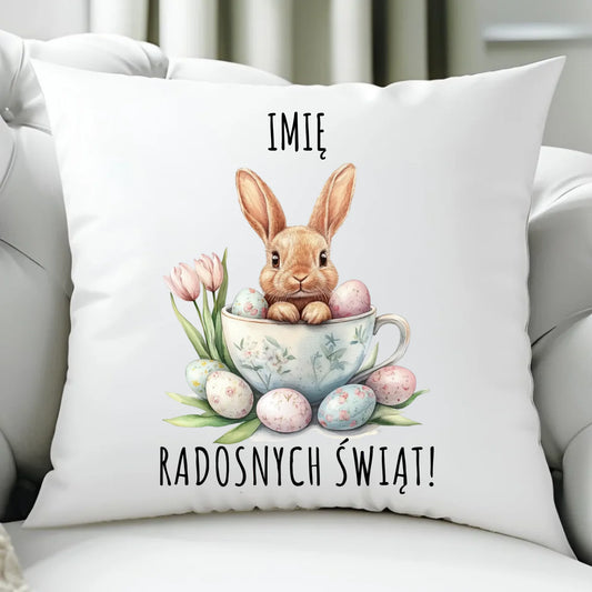 Poduszka na Wielkanoc - Zajączek radosnych świąt - personalizowana WN01 - StoryCups.pl