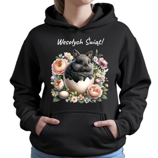 Bluza damska z kapturem na Wielkanoc - Zajączek w pisance Wesołych Świąt WN03 - StoryCups.pl