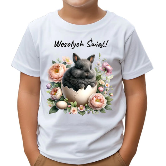 Koszulka dziecięca na Wielkanoc - Zajączek w pisance Wesołych Świąt WN03 - StoryCups.pl