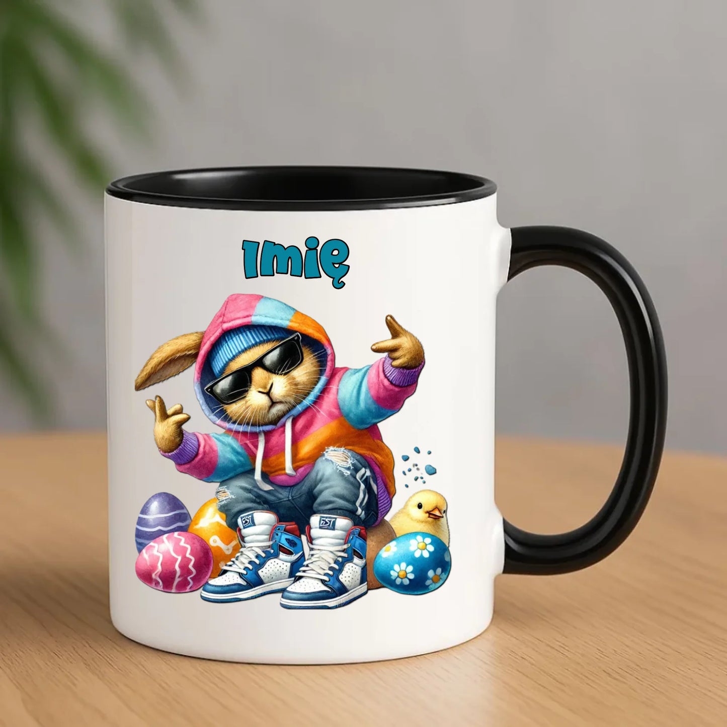 Kubek na Wielkanoc - Sigma Zając w pisankach - Prezent personalizowany WN04 - StoryCups.pl