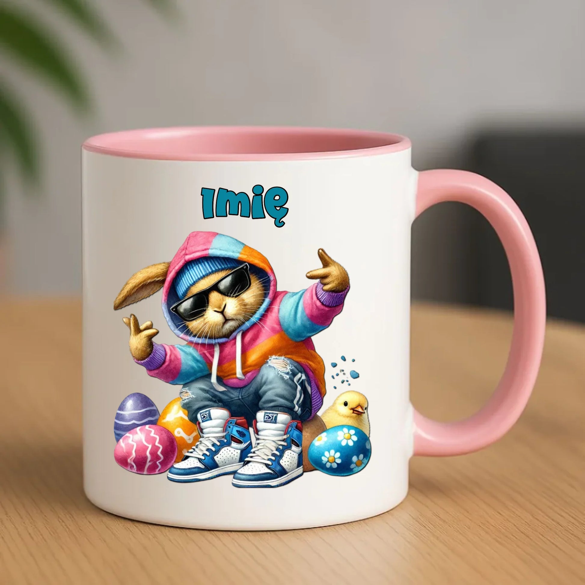 Kubek na Wielkanoc - Sigma Zając w pisankach - Prezent personalizowany WN04 - StoryCups.pl