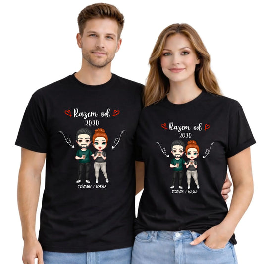 Zestaw koszulek dla par - Para razem od - personalizowany W01 - StoryCups.pl