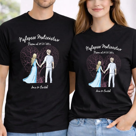 Zestaw koszulek dla par - Najlepsze małżeństwo - personalizowany W03 - StoryCups.pl