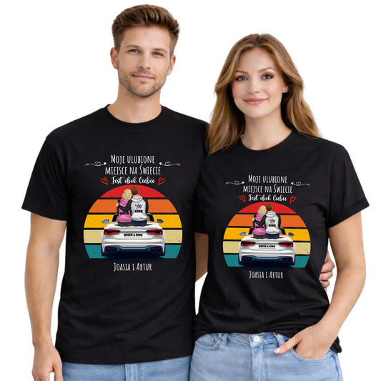 Zestaw koszulek dla par - Moje ulubione miejsce - personalizowany W06 - StoryCups.pl