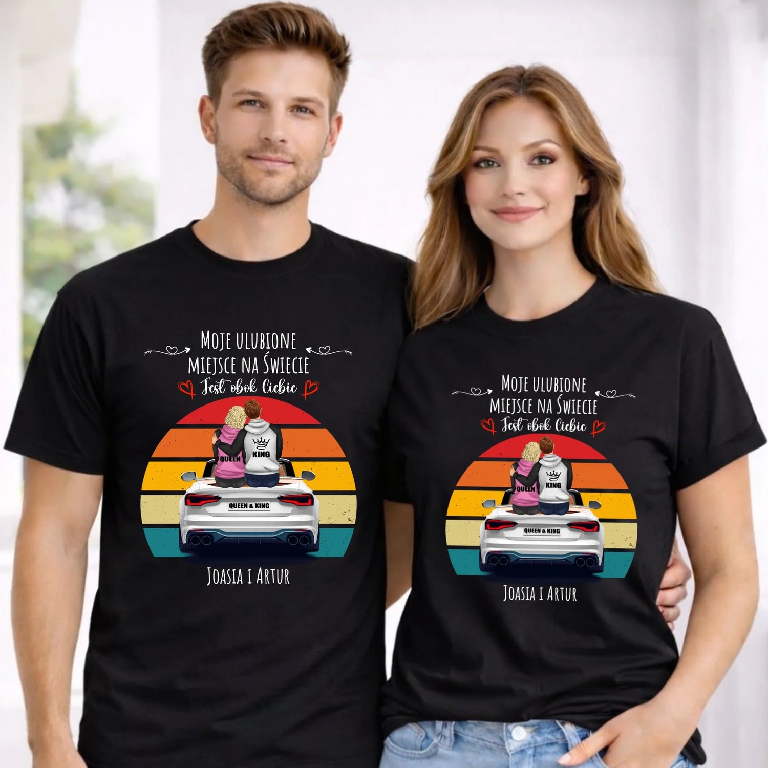 Zestaw koszulek dla par - Moje ulubione miejsce - personalizowany W06 - StoryCups.pl