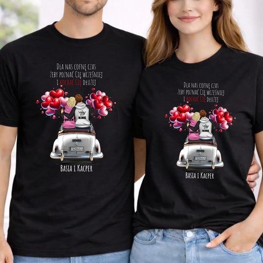 Zestaw koszulek dla par - Dla nas cofnę czas - personalizowany W08 - StoryCups.pl