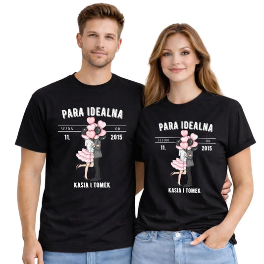 Zestaw koszulek dla par - Para idealna - personalizowany W11 - StoryCups.pl