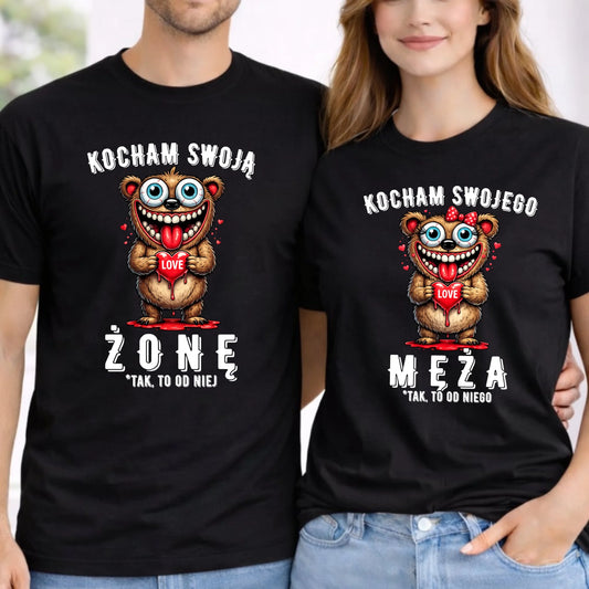 Zestaw koszulek dla par - Kocham swojego męża swoją żonę W22 - StoryCups.pl