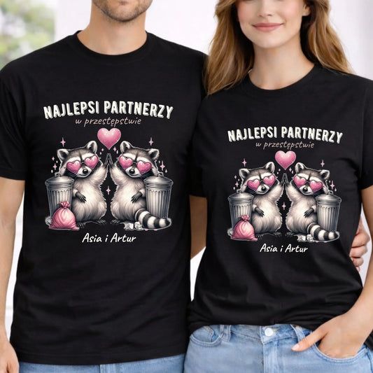 Zestaw koszulek dla par - Najlepsi partnerzy w przestępstwie - personalizowany W27 - StoryCups.pl