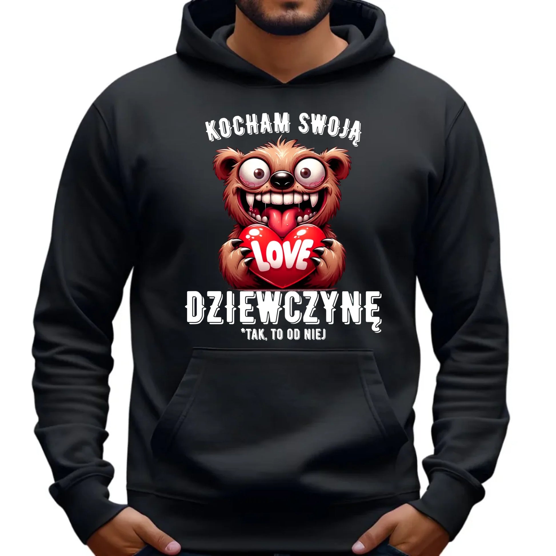 Bluza męska z kapturem dla chłopaka - Kocham swoją dziewczynę W30 - StoryCups.pl