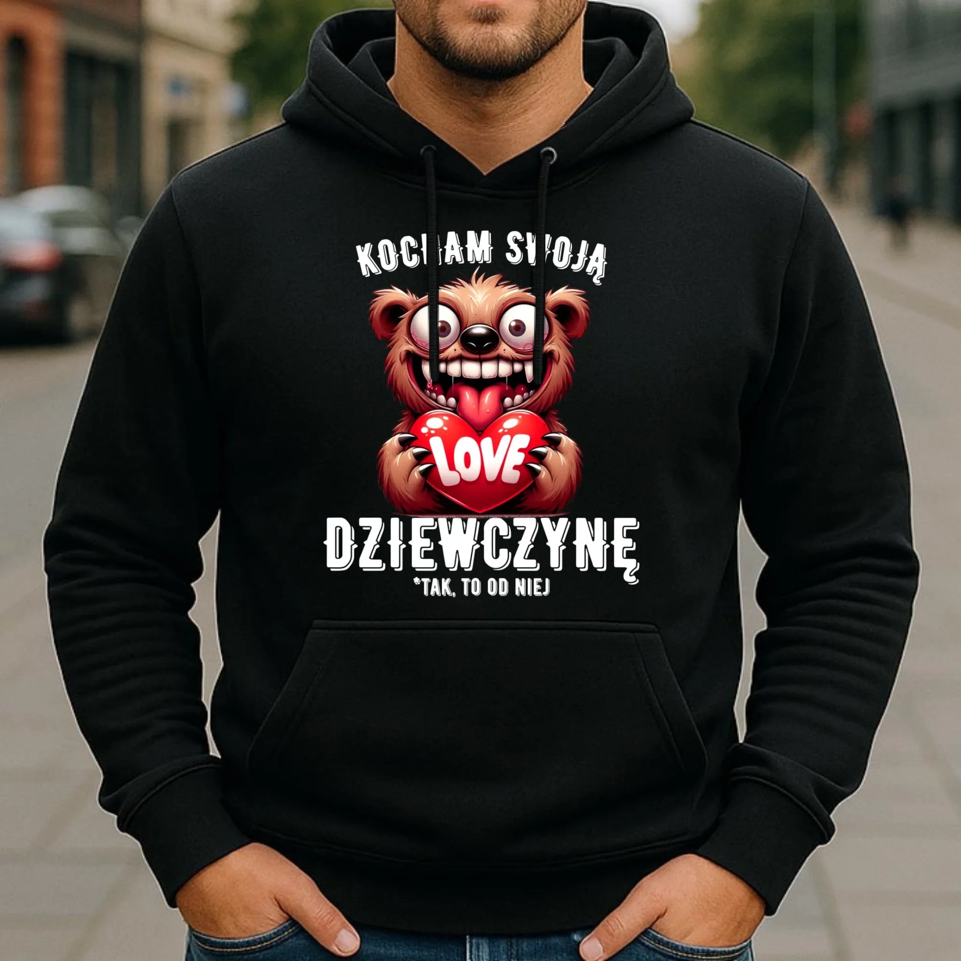 Bluza męska z kapturem dla chłopaka - Kocham swoją dziewczynę W30 - StoryCups.pl