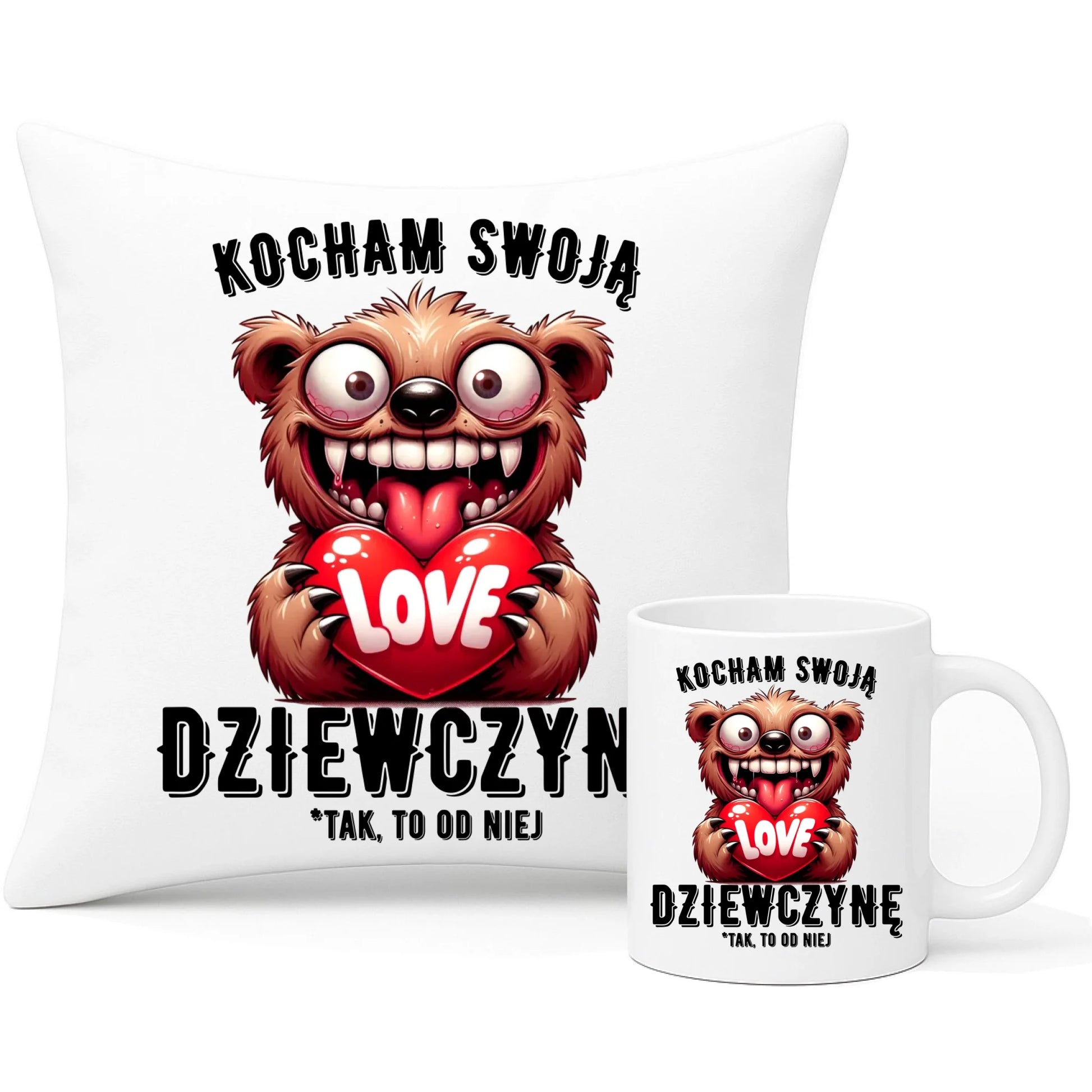 Zestaw poduszka i kubek dla chłopaka - Kocham swoją dziewczynę W30 - StoryCups.pl