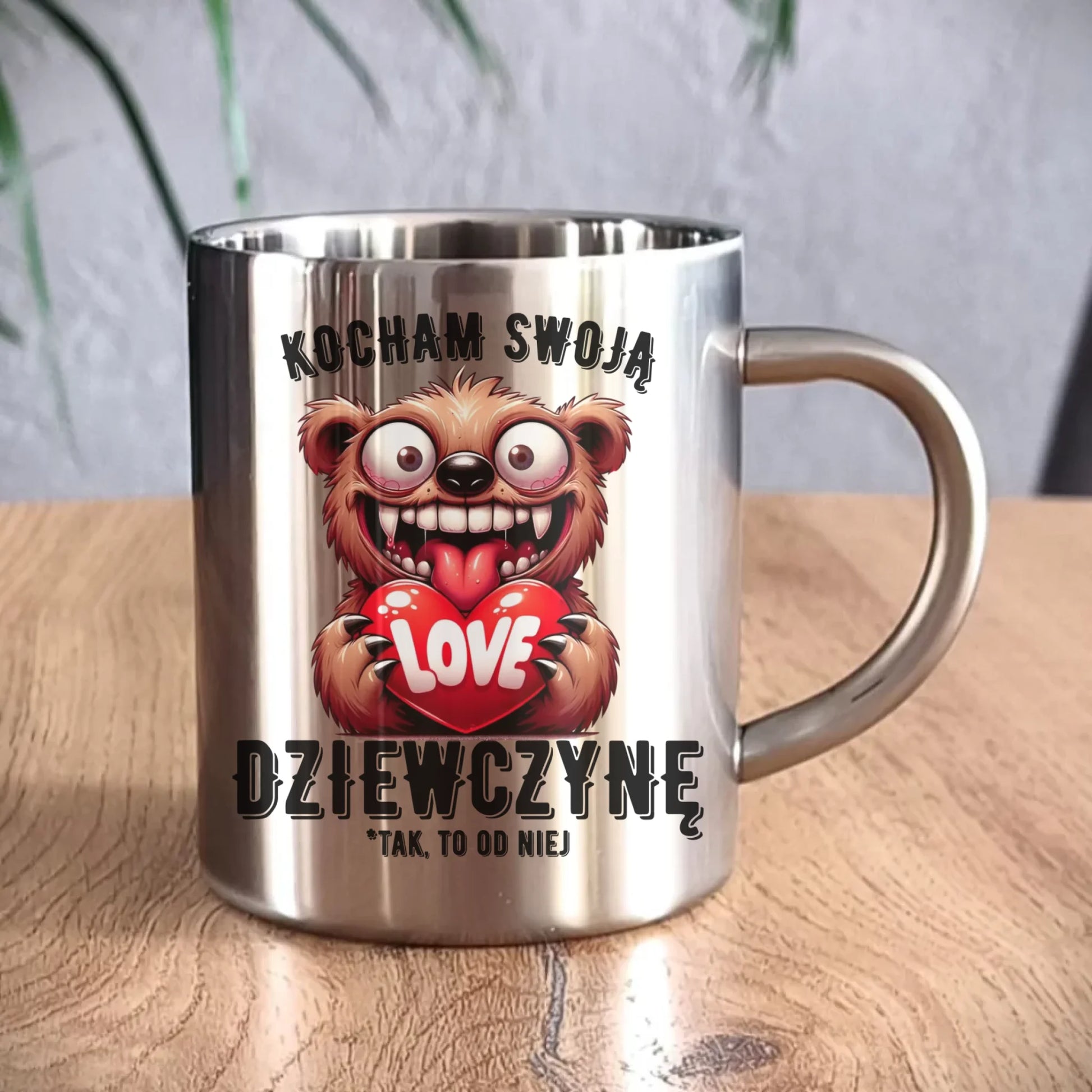 Kubek metalowy dla chłopaka - Kocham swoją dziewczynę W30 - StoryCups.pl