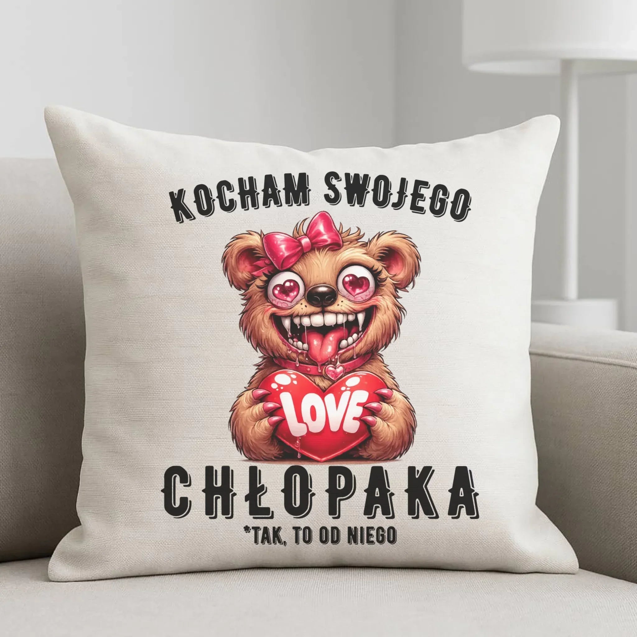Poduszka dla dziewczyny - Kocham swojego chłopaka W89 - StoryCups.pl