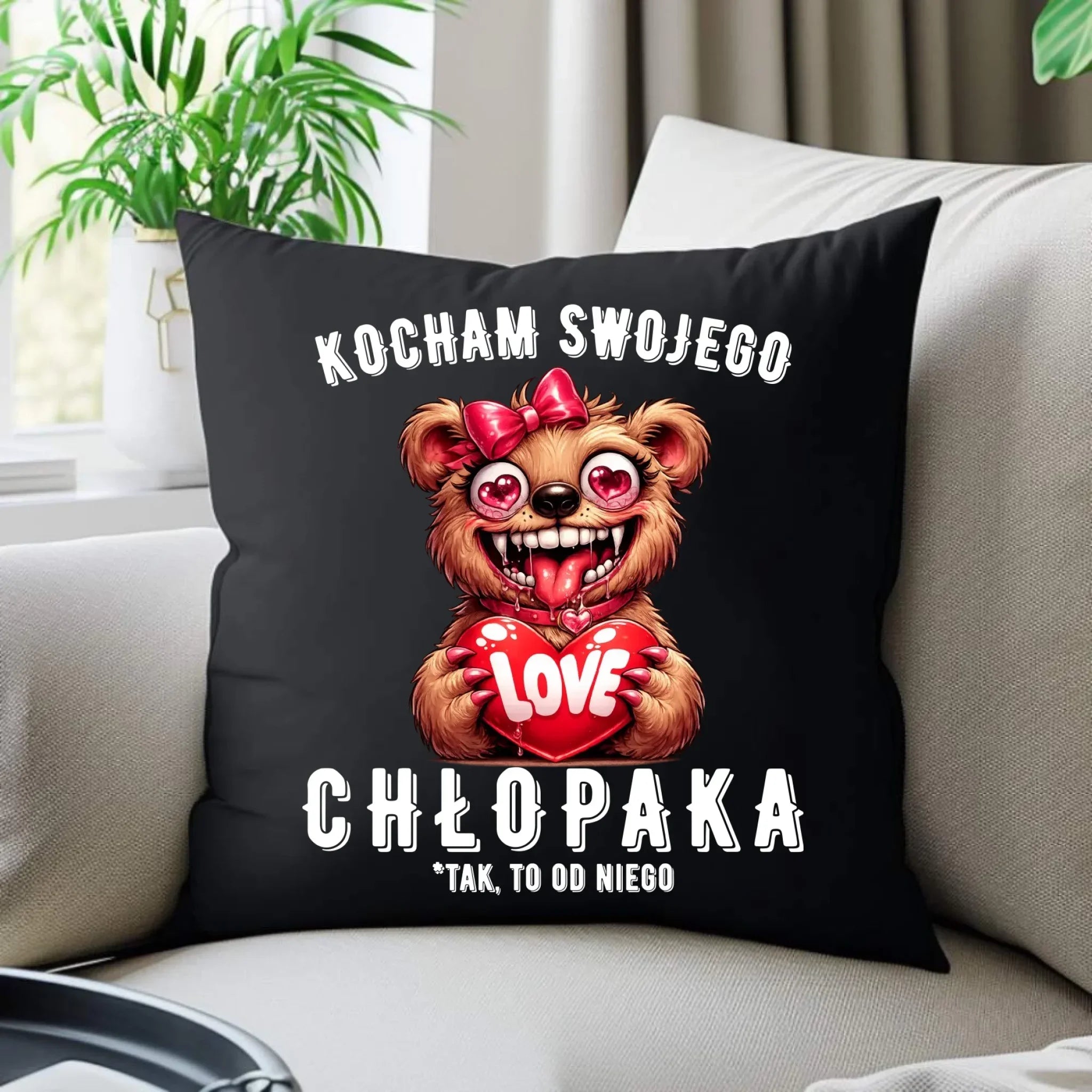 Poduszka dekoracyjna dla dziewczyny - Kocham swojego chłopaka W89 - StoryCups.pl