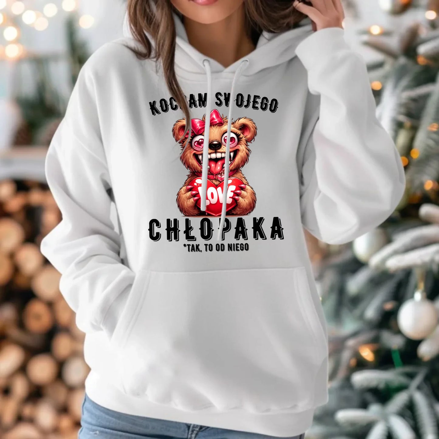 Bluza damska z kapturem dla dziewczyny - Kocham swojego chłopaka W89