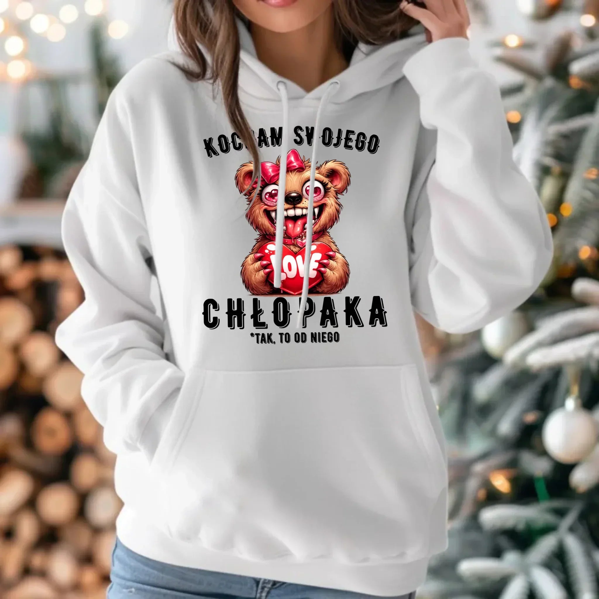 Bluza damska z kapturem dla dziewczyny - Kocham swojego chłopaka W89 - StoryCups.pl