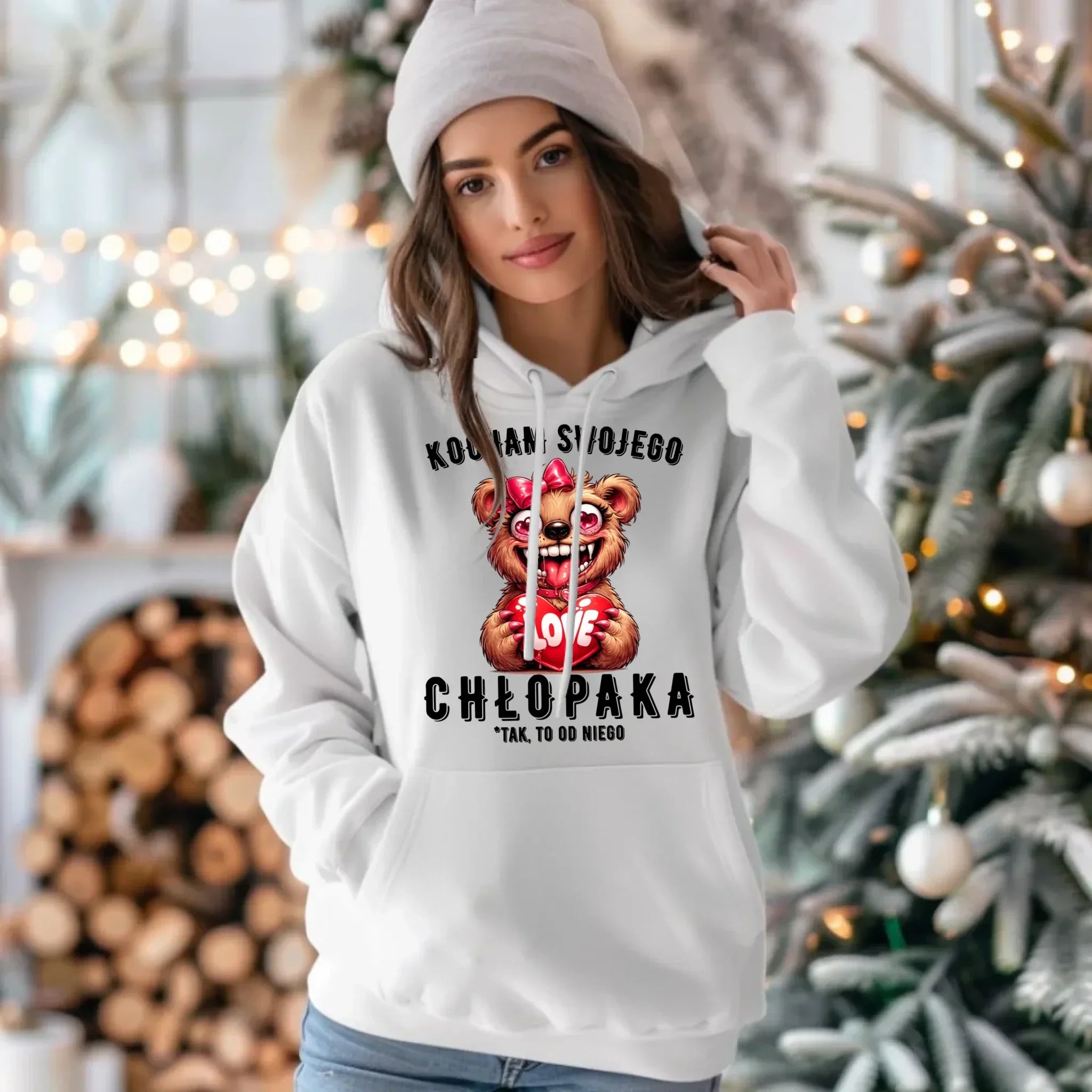 Bluza damska z kapturem dla dziewczyny - Kocham swojego chłopaka W89 - StoryCups.pl