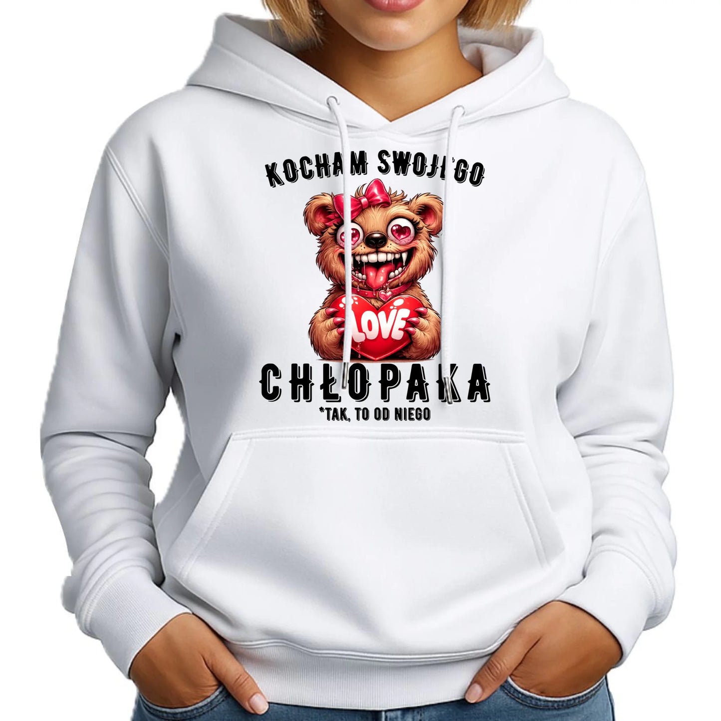 Bluza damska z kapturem dla dziewczyny - Kocham swojego chłopaka W89