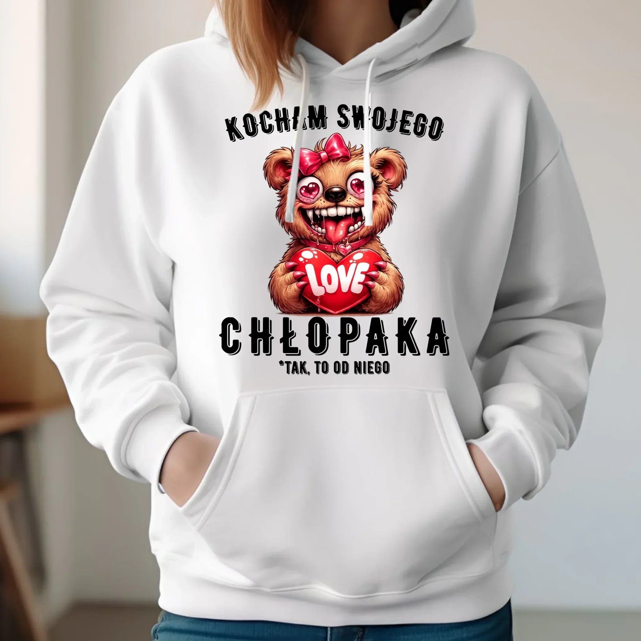 Bluza damska z kapturem dla dziewczyny - Kocham swojego chłopaka W89 - StoryCups.pl