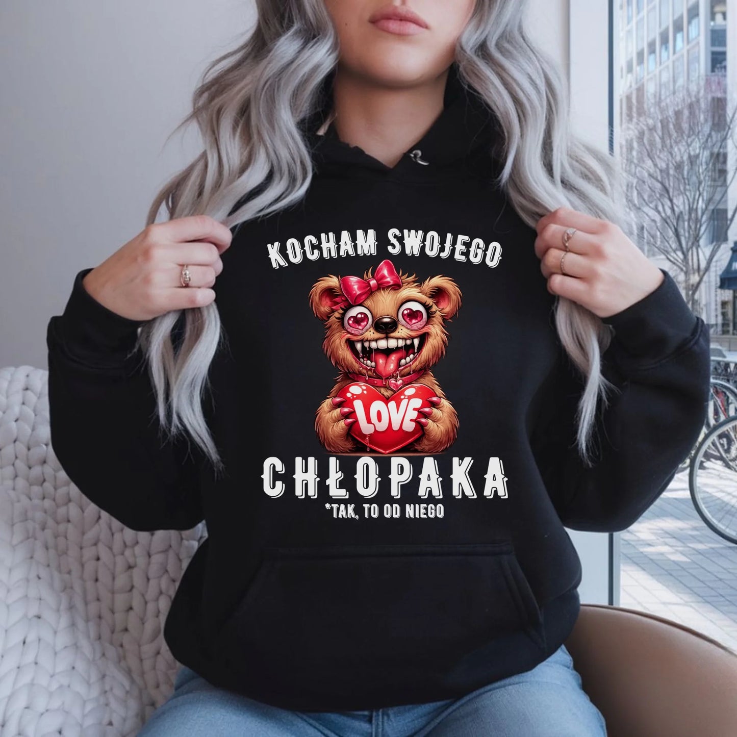 Bluza damska z kapturem dla dziewczyny - Kocham swojego chłopaka W89