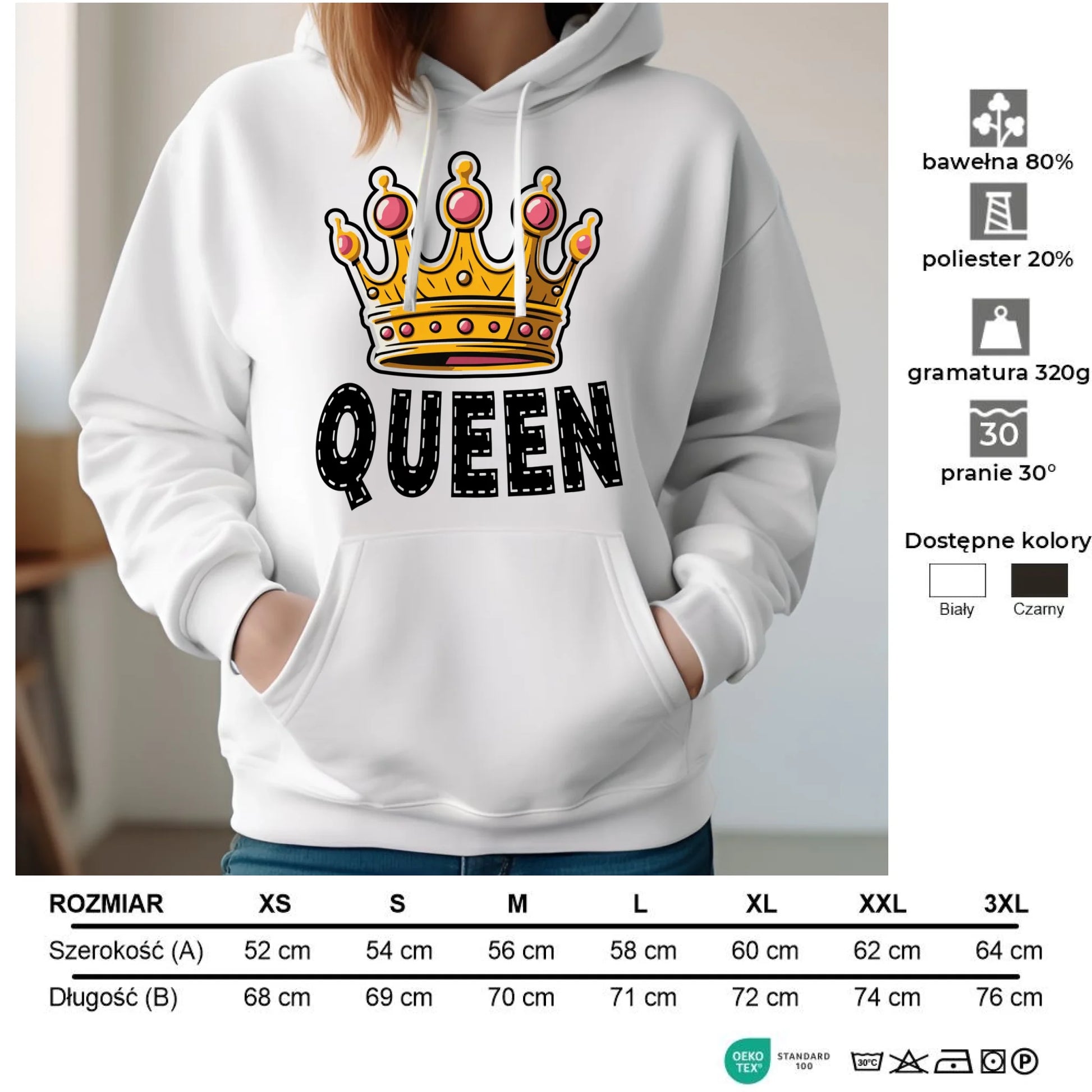 Bluza damska z kapturem - Queen W41 - StoryCups.pl
