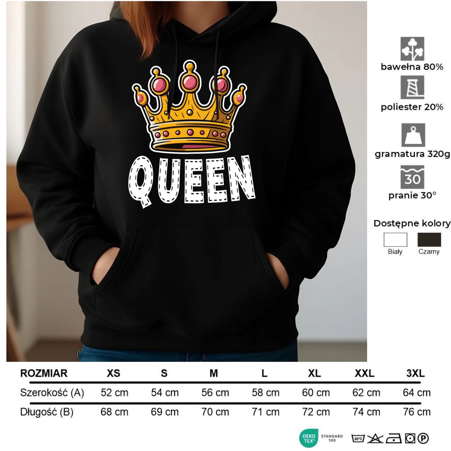 Bluza damska z kapturem - Queen W41 - StoryCups.pl