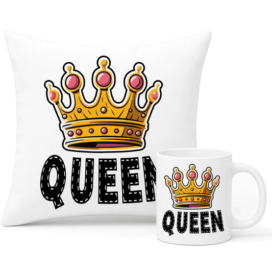 Zestaw poduszka i kubek dla niej - Queen W41 - StoryCups.pl