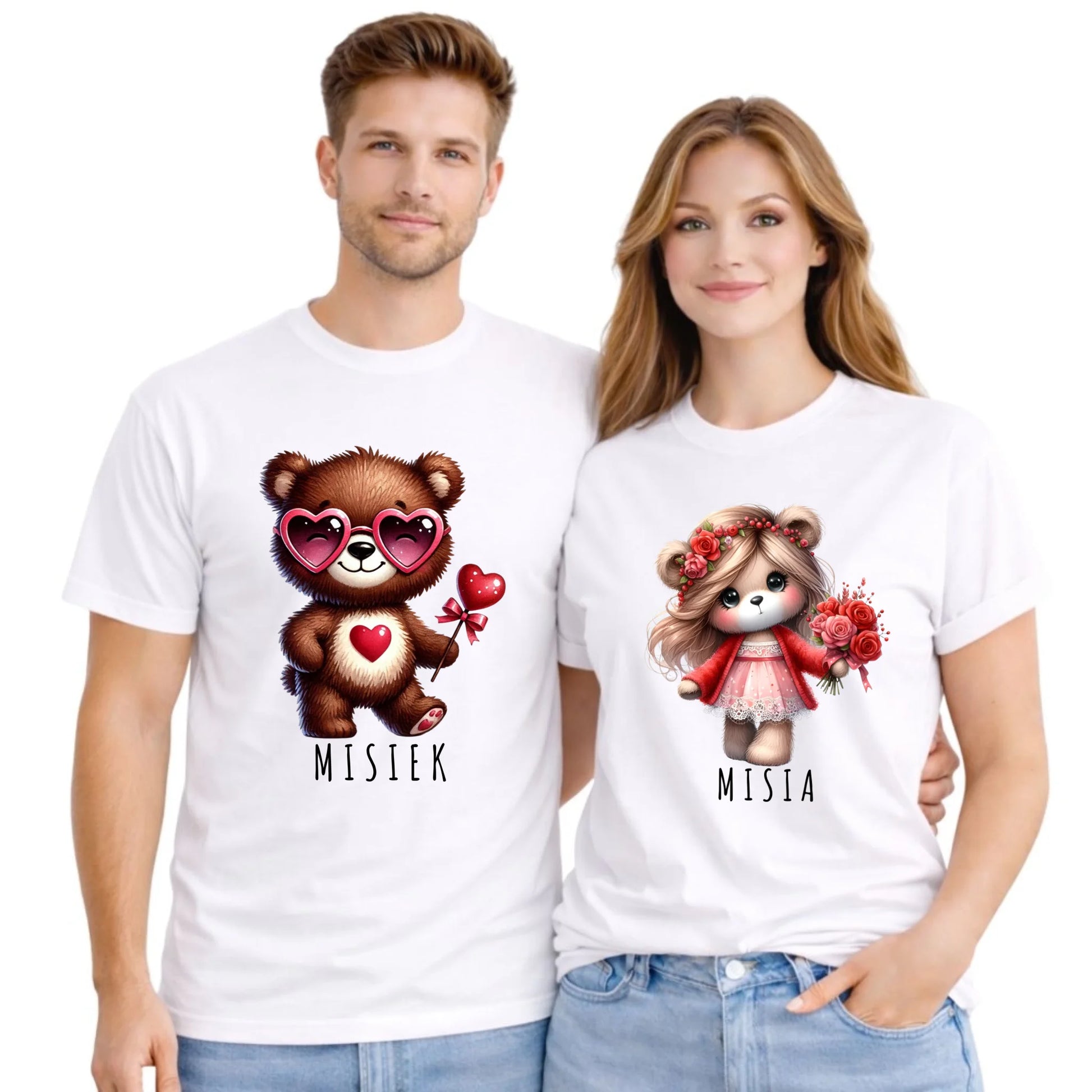 Zestaw koszulek dla par - Misiek i Misia W34 - StoryCups.pl