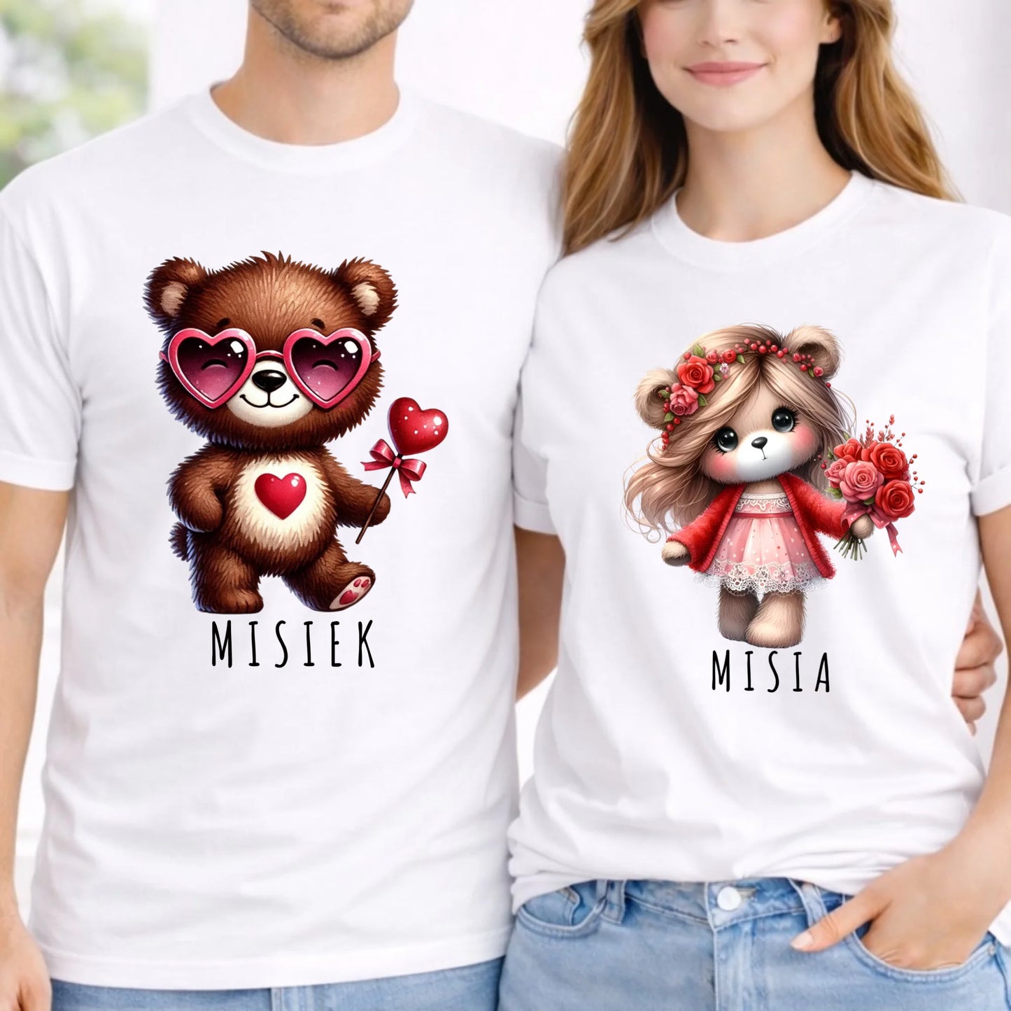 Zestaw koszulek dla par - Misiek i Misia W34 - StoryCups.pl