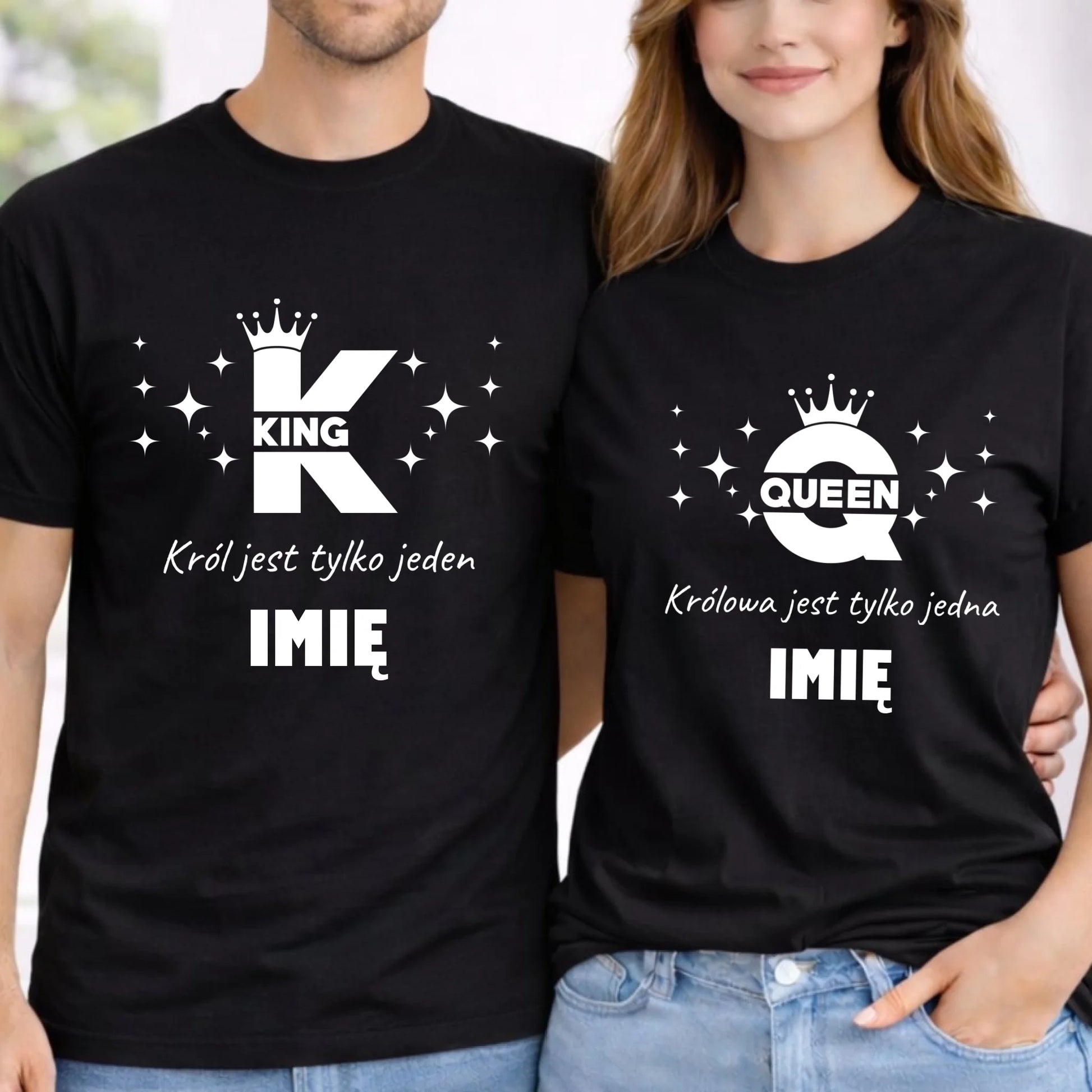 Zestaw koszulek dla par - Queen i King - personalizowany W40 - StoryCups.pl