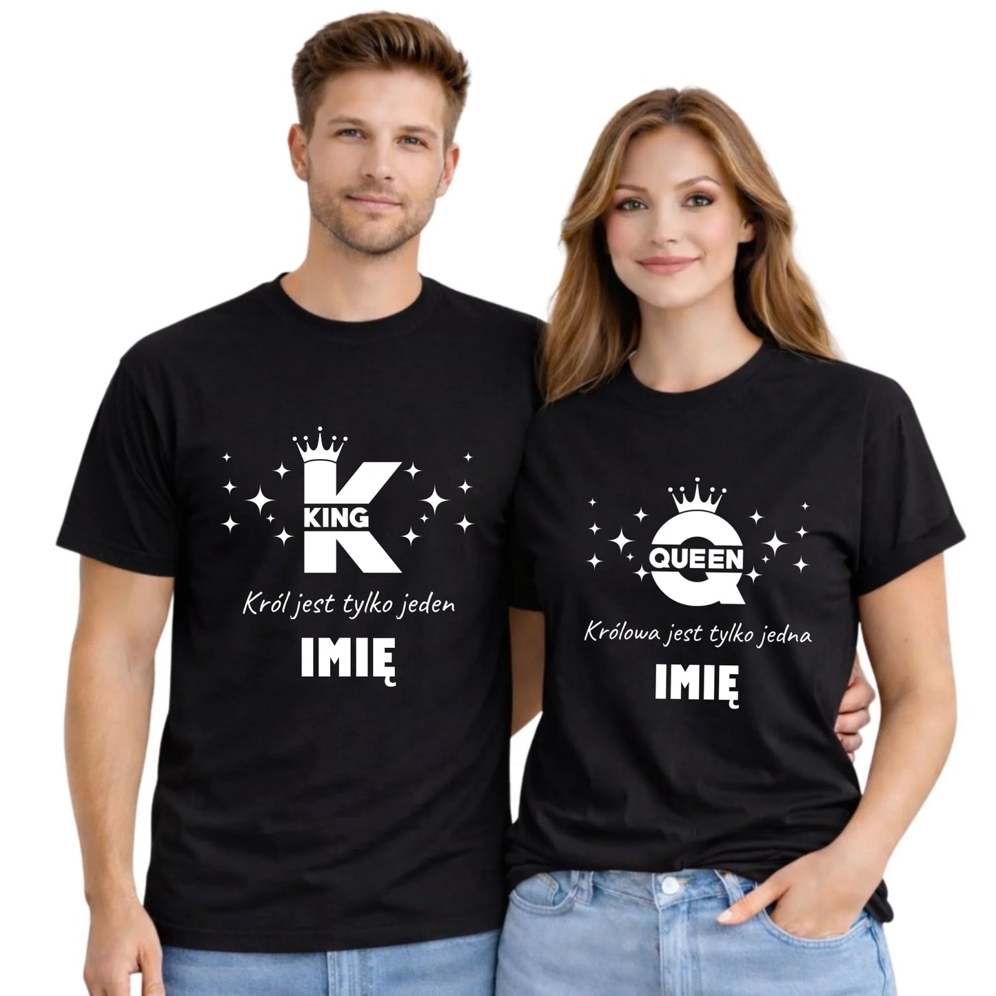 Zestaw koszulek dla par - Queen i King - personalizowany W40 - StoryCups.pl