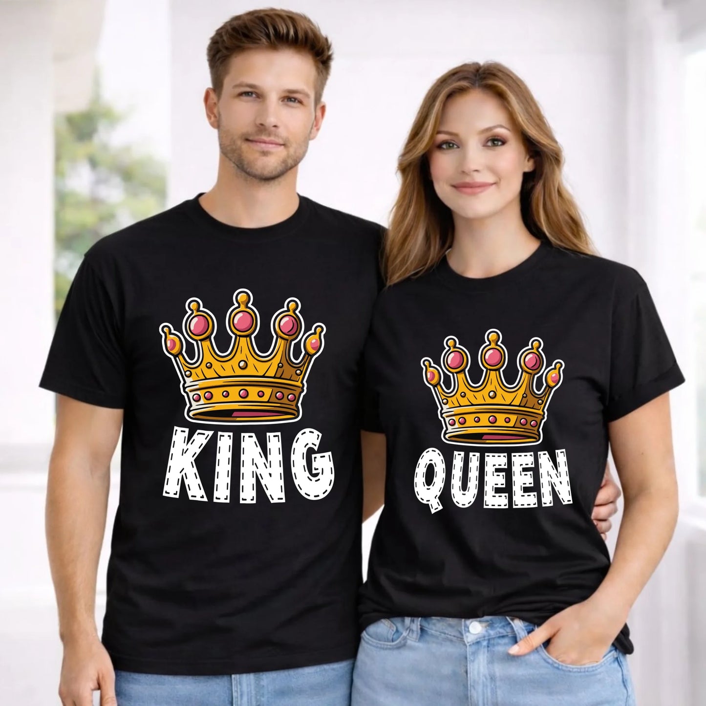 Zestaw koszulek dla par - Queen i King W41 - StoryCups.pl